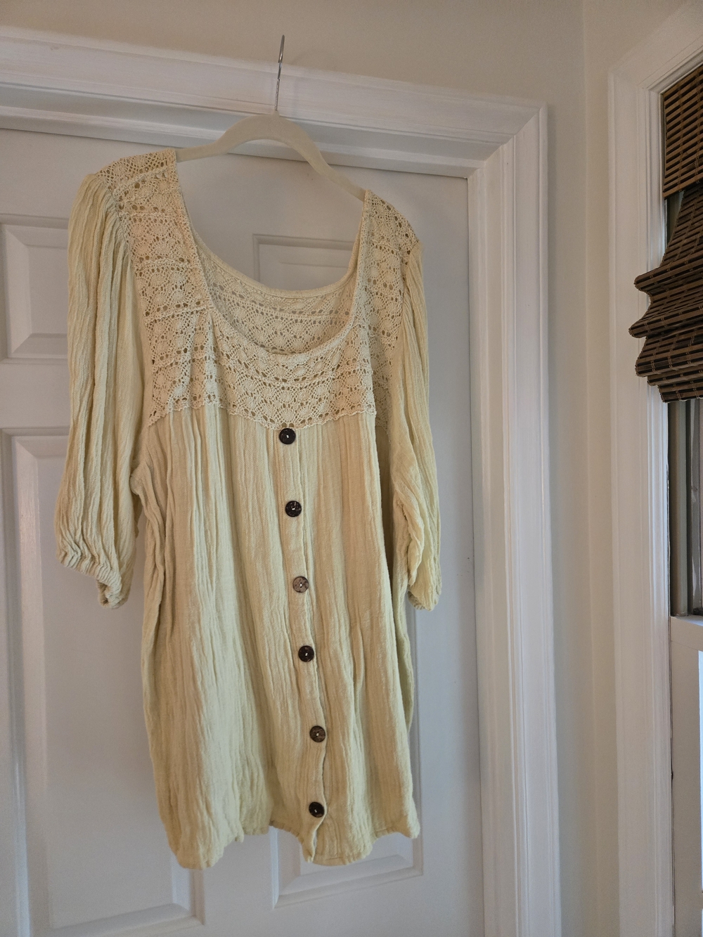 Boho Button-Front Mini Dress - Picture 1 of 3
